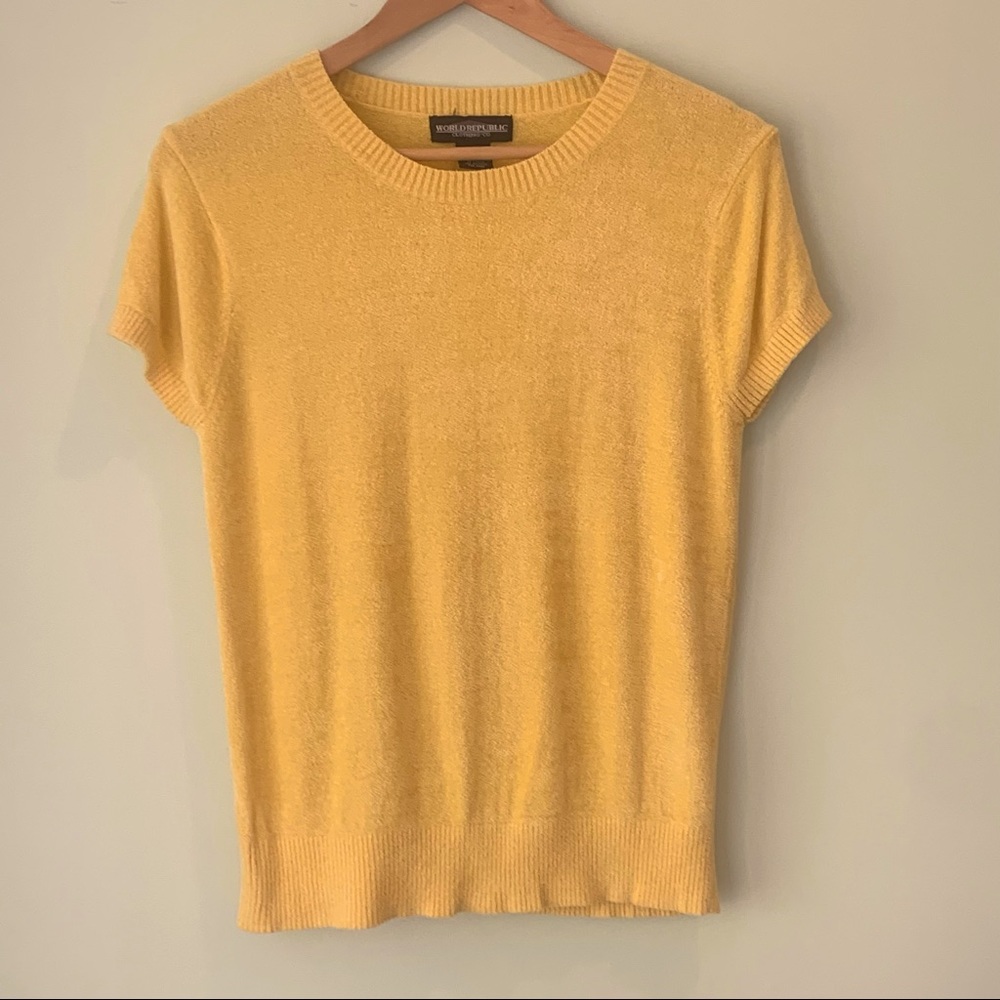 Vintage World Republic Soft Butter Buttery Yellow Rayon Blend Sweater Large L